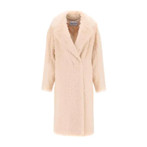 Stand Studio , Brushed Synthetic Fur Coat ,Beige female, Sizes: