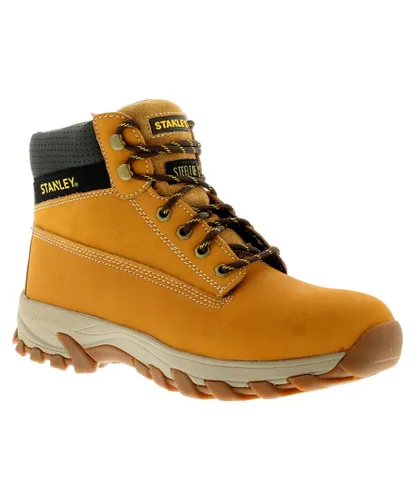Stanley New Mens/Gents Honey Lace Up Steel Toe Cap Safety Boots. - Beige Nubuck