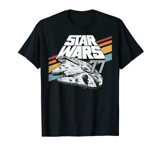 Star Wars Millennium Falcon '77 Retro Stripes Poster T-Shirt