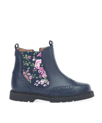 Start-Rite Girls Chelsea Boots - Floral Blue Leather