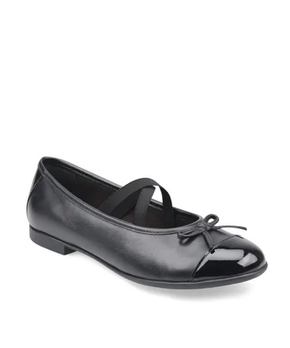 Start-Rite Girls Idol Black Leather Slip on School Shoes Patent Leather