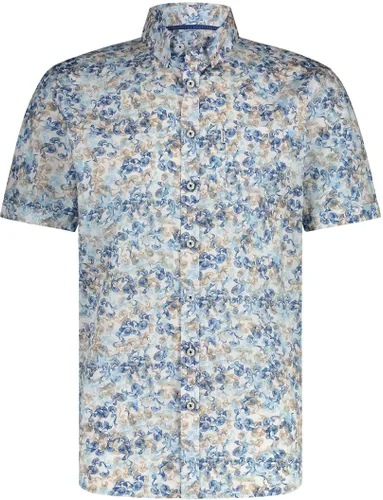State Of Art Short Sleeve Shirt Print Multicolour Beige Blue