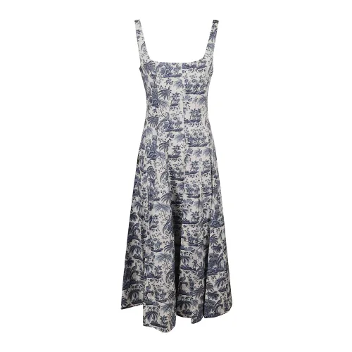 Staud , Flowy White Summer Dress ,Blue female, Sizes: