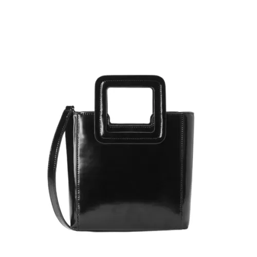 Staud , Mini Shirley Leather Bag - Black Polished ,Black female, Sizes: ONE SIZE