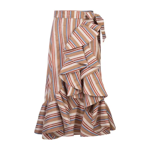 Stella Jean , Striped Midi Wrap Skirt ,Multicolor female, Sizes: