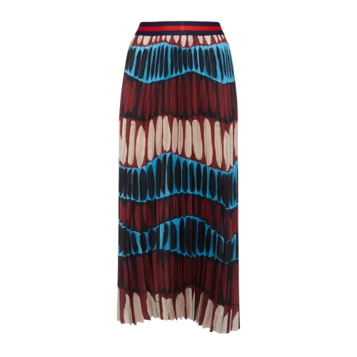 Stella Jean , Tribal Print Pleated Midi Skirt ,Multicolor female, Sizes: