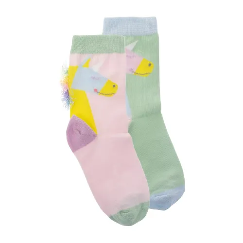 Stella McCartney , Animal Print Fringed Cotton Socks Duo ,Multicolor female, Sizes: