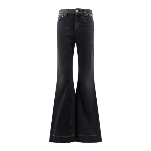 Stella McCartney , Black Cotton Flared Trousers Aw23 ,Black female, Sizes: