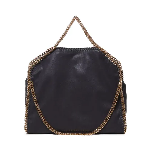 Stella McCartney , Black Eco-Leather Bag with Golden Chain ,Black female, Sizes: ONE SIZE