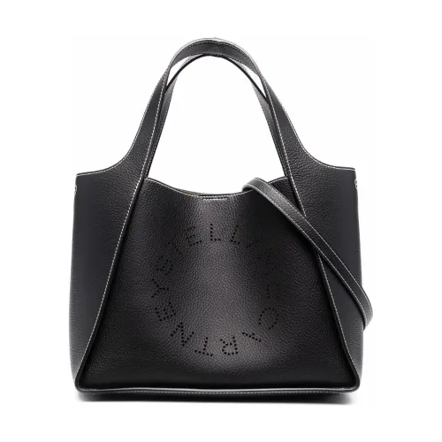 Stella McCartney , Black Faux Leather Logo Tote Bag ,Black female, Sizes: ONE SIZE
