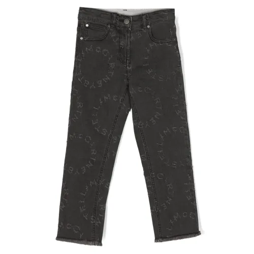 Stella McCartney , Black Kids Jeans with Logo Embroidery ,Black female, Sizes: