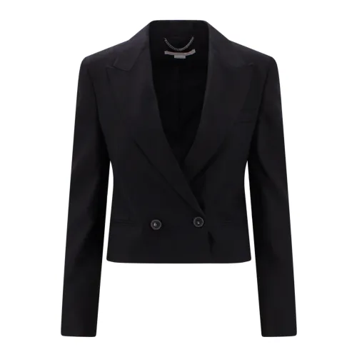 Stella McCartney , Black Leather Blazer Ss23 ,Black female, Sizes: