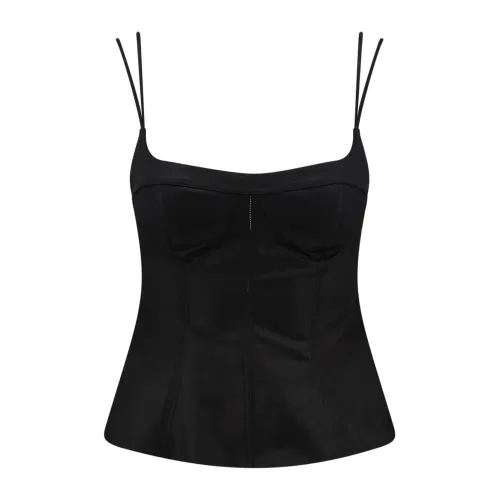 Stella McCartney , Black Topwear with Zipper and Double Shoulder Strap ,Black female, Sizes: