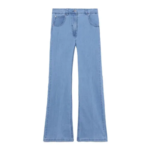 Stella McCartney , Blue Cotton Straight Leg Jeans with Logo ,Blue female, Sizes: