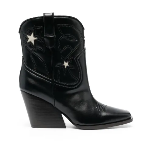 Stella McCartney , Cloudy Embroidery Cowboy Boots ,Black female, Sizes: