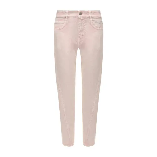 Stella McCartney , Cropped Denim Jeans with Belt ,Pink female, Sizes: