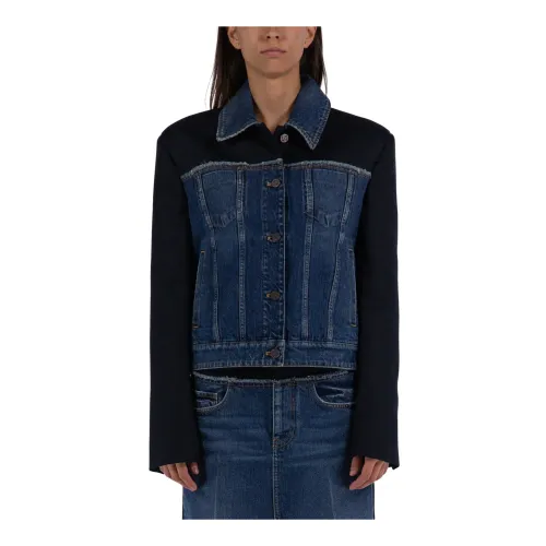 Stella McCartney , Denim Jacket with Pointed Collar ,Blue female, Sizes: