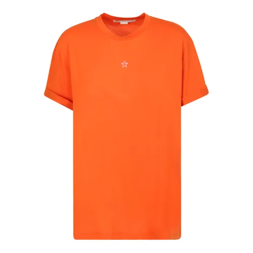 Stella McCartney , Embroidered Star Detail T-Shirt ,Orange female, Sizes: