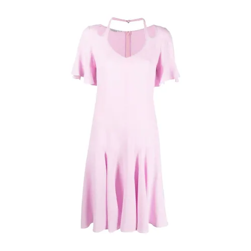 Stella McCartney , Flared Short Sleeve Dress ,Pink female, Sizes: