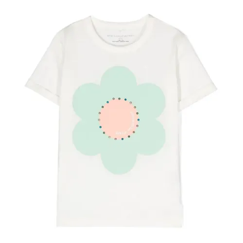 Stella McCartney , Floral Embellished White T-shirt for Kids ,White female, Sizes: