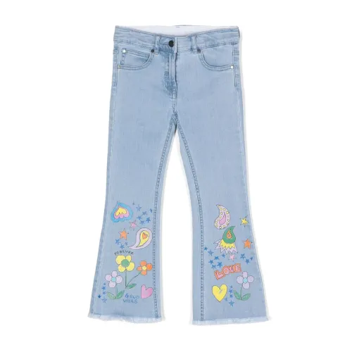 Stella McCartney , Floral-Print Flared Jeans ,Blue female, Sizes: