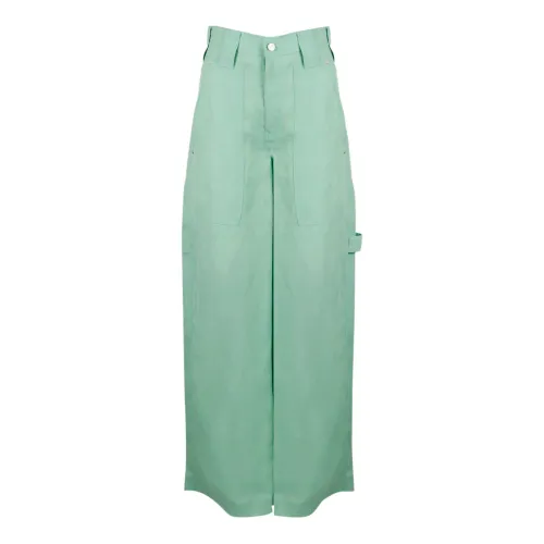 Stella McCartney , Fluid Twill Linen Trousers ,Green female, Sizes: