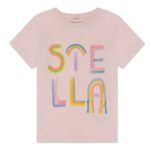 STELLA MCCARTNEY Fringed Rainbow Logo T-Shirt - Pink