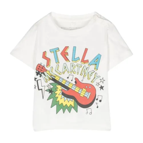 Stella McCartney , Kids Guitar Print T-shirt in White ,White male, Sizes: