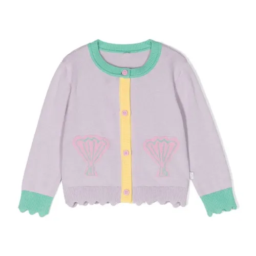Stella McCartney , Kids Lilac Sweater with Shell Embroidery ,Purple female, Sizes: