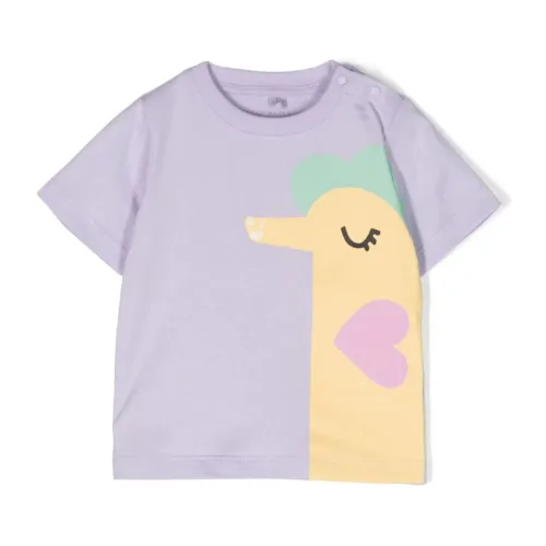 Stella McCartney , Kids Lilac T-shirt with Soft Print ,Purple female, Sizes: