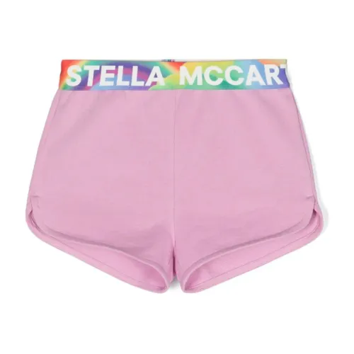 Stella McCartney , Kids Pink Knit Logo Shorts ,Pink female, Sizes: