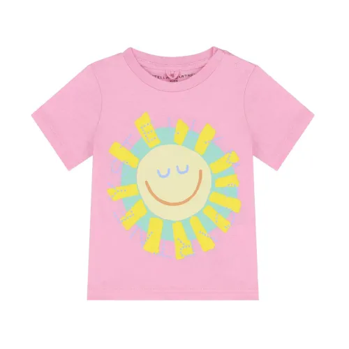 Stella McCartney , Logo Print Short Sleeve T-Shirt ,Pink female, Sizes: