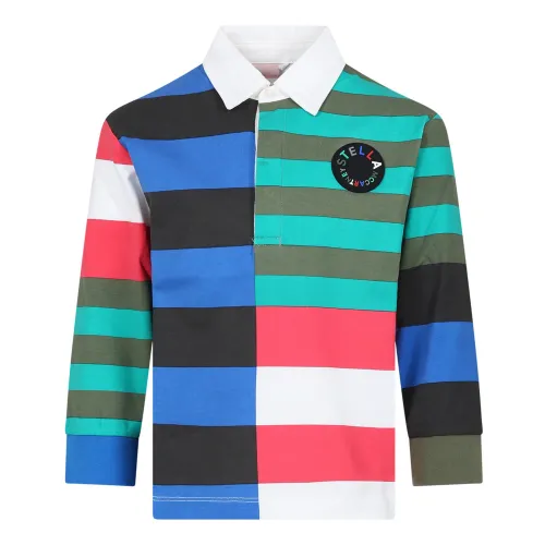 Stella McCartney , Multicolor Striped Long Sleeve Polo Shirt ,Multicolor unisex, Sizes: