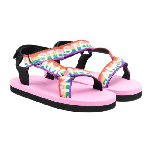 Stella McCartney , Multicolored Rainbow Striped Sandals ,Pink female, Sizes: