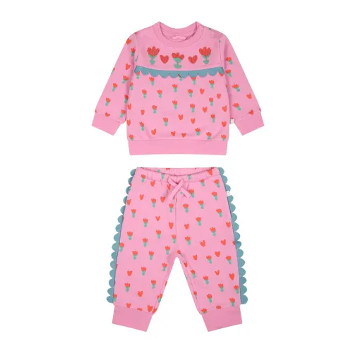 Stella McCartney , Pink Cotton Fleece Sweatshirt and Trousers Set ,Pink female, Sizes:
