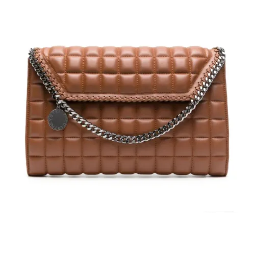 Stella McCartney , Quilted Brown Handbag with Silver Chain ,Brown female, Sizes: ONE SIZE