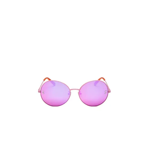 Stella McCartney , Round Metal Frame Kids Sunglasses with Green Mirror Lenses ,Pink female, Sizes: