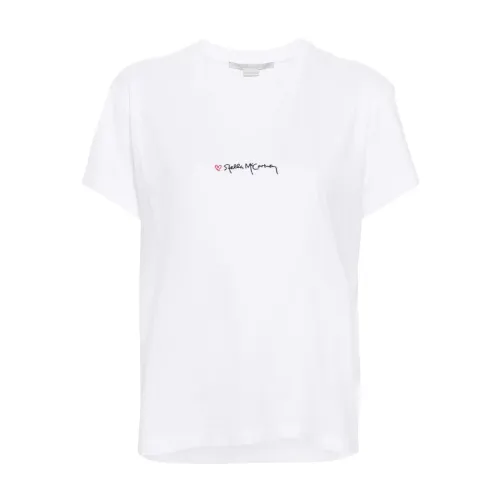 Stella McCartney , White Heart Creweck T-shirts and Polos ,White female, Sizes: