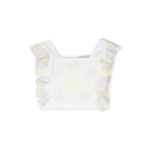 Stella McCartney , White Kids Top with Floral Embroidery ,White female, Sizes: