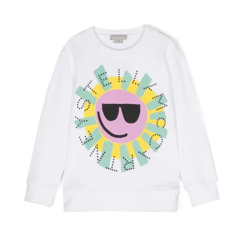 Stella McCartney , White Sweatshirt with Sun Print ,White female, Sizes: