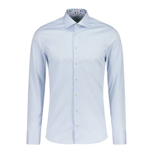 Stenströms , Striped Double Cotton Shirt ,Blue male, Sizes: