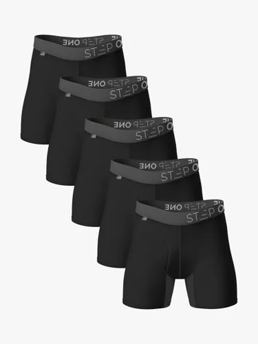 Step One Bamboo Boxer Briefs With Fly, Pack of 5 - Black Currants - Male