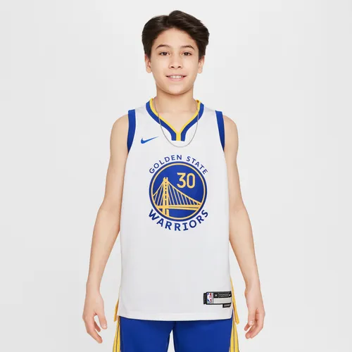 Stephen Curry Golden State Warriors 2022/23 Association Edition Older Kids' Nike NBA Swingman Jersey - White - Polyester