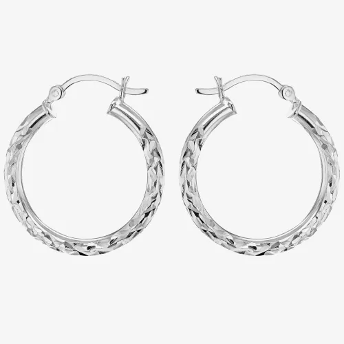 Sterling Silver 25mm Diamond-Cut Hoop Earrings 8.51.0949