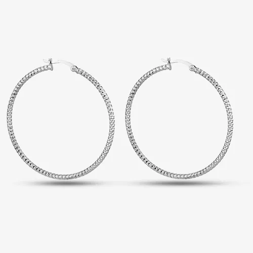 Sterling Silver 45mm Diamond-Cut Hoop Earrings 8.51.2829
