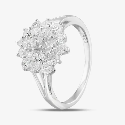 Sterling Silver & Cubic Zirconia Flower Cluster Ring DPR3598SIL-O