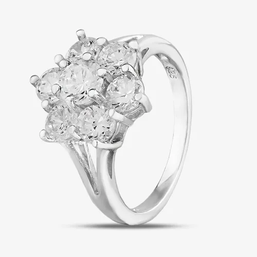 Sterling Silver & Cubic Zirconia Flower Cluster Ring DPR7084SIL-O
