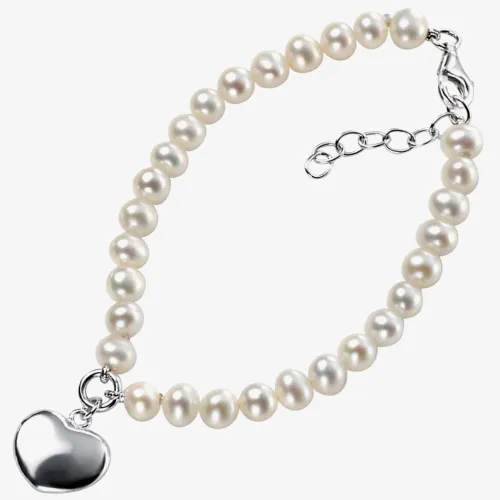 Sterling Silver & Freshwater Pearl Heart Bracelet B3162W