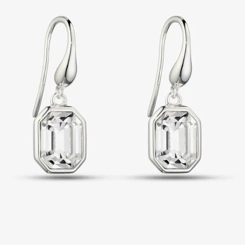 Sterling Silver Asscher-Cut Clear Crystal Drop Earrings E6083C