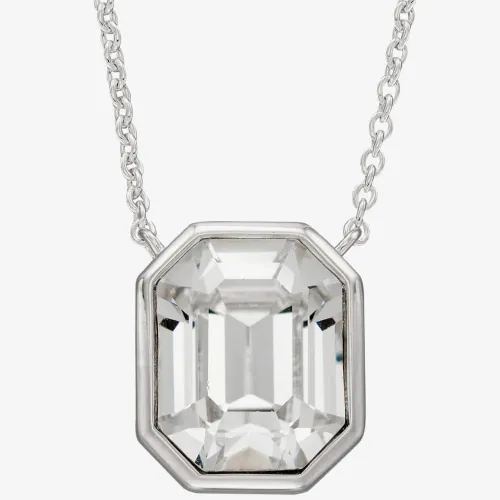 Sterling Silver Asscher-Cut Clear Crystal Necklace N4476C